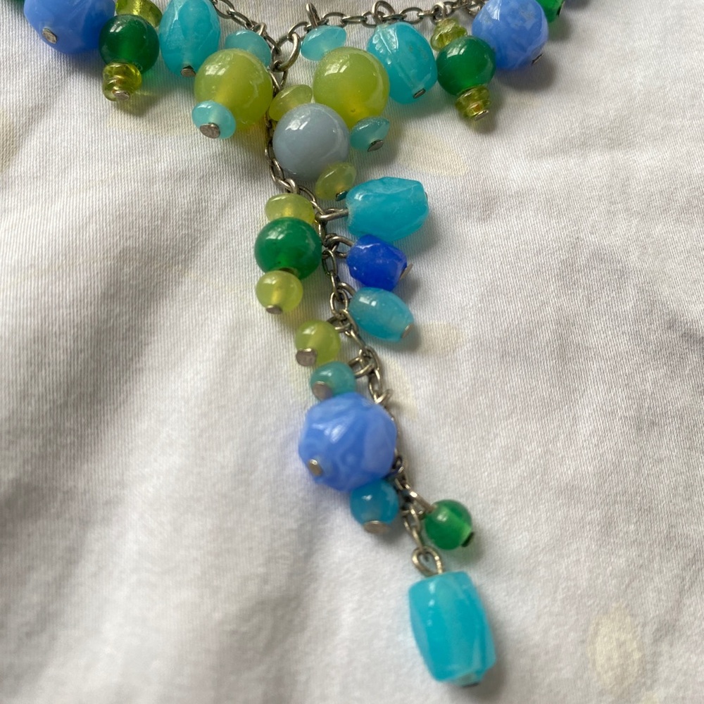 Blues and greens beaded necklace